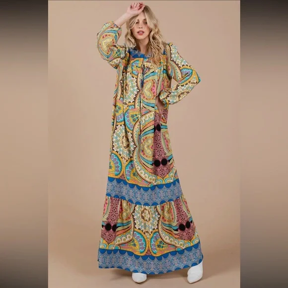 Bohemian Paisley Maxi Dress - Picture 1 of 6